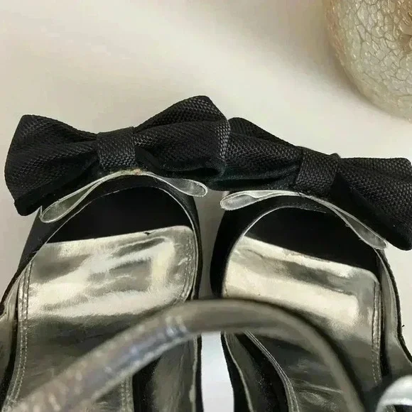 Bebe Hollace Black Peep Toe Heels Size 7 - Picture 7 of 13